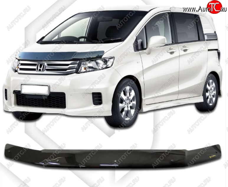 1 999 р. Дефлектор капота CA-Plastiс  Honda Freed Spike  1 (2010-2011)  дорестайлинг минивэн (Classic черный, Без надписи)  с доставкой в г. Нижний Новгород