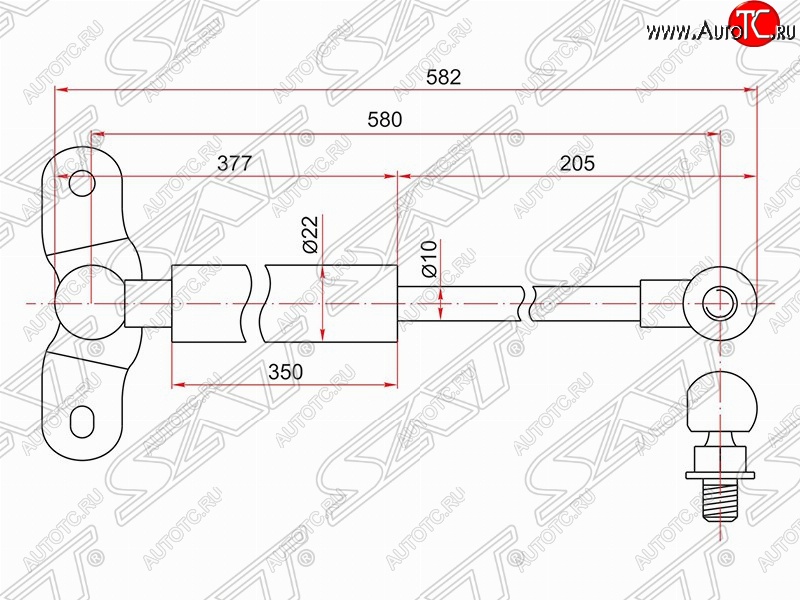 989 р. Левый упор крышки багажника SAT (газовый)  Honda Odyssey  2 (1999-2003)  с доставкой в г. Нижний Новгород