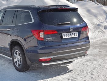 Защита заднего бампера (Ø63 мм, нержавейка) Russtal Honda Pilot YF6 дорестайлинг (2016-2019)