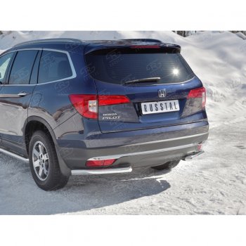 15 299 р. Защита заднего бампера (Ø63 мм уголки, нержавейка) Russtal Honda Pilot YF6 дорестайлинг (2016-2019)  с доставкой в г. Нижний Новгород. Увеличить фотографию 2