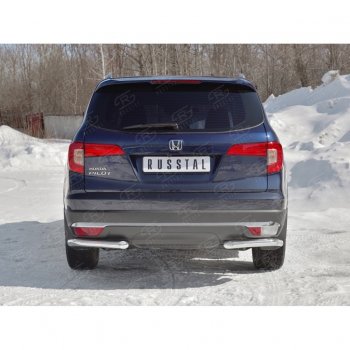 15 299 р. Защита заднего бампера (Ø63 мм уголки, нержавейка) Russtal Honda Pilot YF6 дорестайлинг (2016-2019)  с доставкой в г. Нижний Новгород. Увеличить фотографию 4