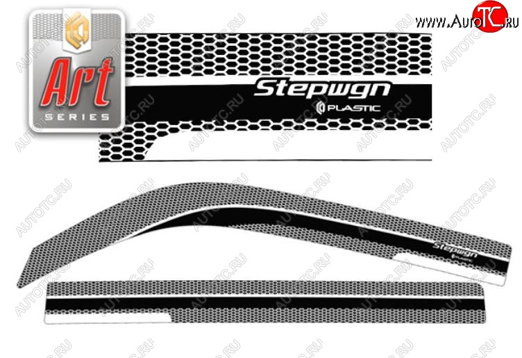 2 399 р. Дефлектора окон  StepWagon (2003-2005) RF3-RF8 CA-Plastiс  Honda StepWagon  RF3,RF4 (2003-2005) минивэн рестайлинг (Серия Art черная, Без хром.молдинга)  с доставкой в г. Нижний Новгород