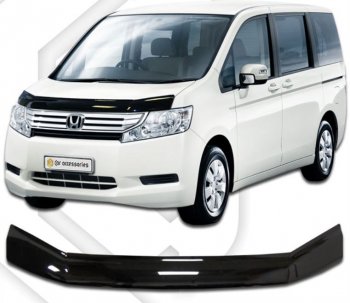 1 899 р. Дефлектор капота RK CA-Plastic Honda StepWagon RK минивэн дорестайлинг (2009-2012) (Classic черный, Без надписи)  с доставкой в г. Нижний Новгород. Увеличить фотографию 1