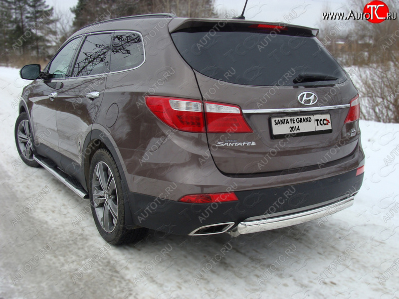 16 849 р. Защита заднего бампера (овальная) ТСС (нержавейка d 75х42 мм)  Hyundai Grand Santa Fe  1 DM (2013-2016) дорестайлинг  с доставкой в г. Нижний Новгород