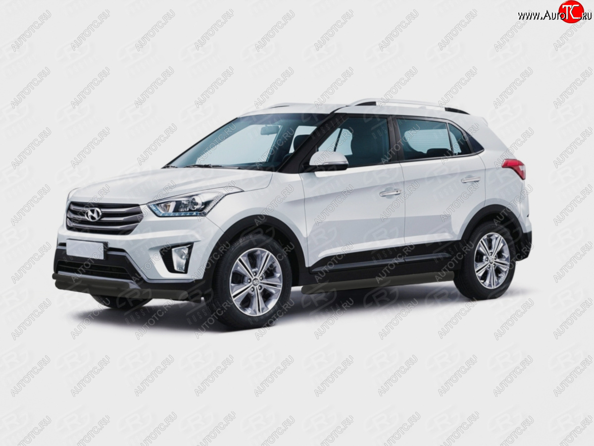 11 399 р. Защита переднего бампера (2 трубы Ø63 и 42 мм, окрашенная) SLITKOFF  Hyundai Creta  GS (2015-2021) дорестайлинг, рестайлинг (черный)  с доставкой в г. Нижний Новгород