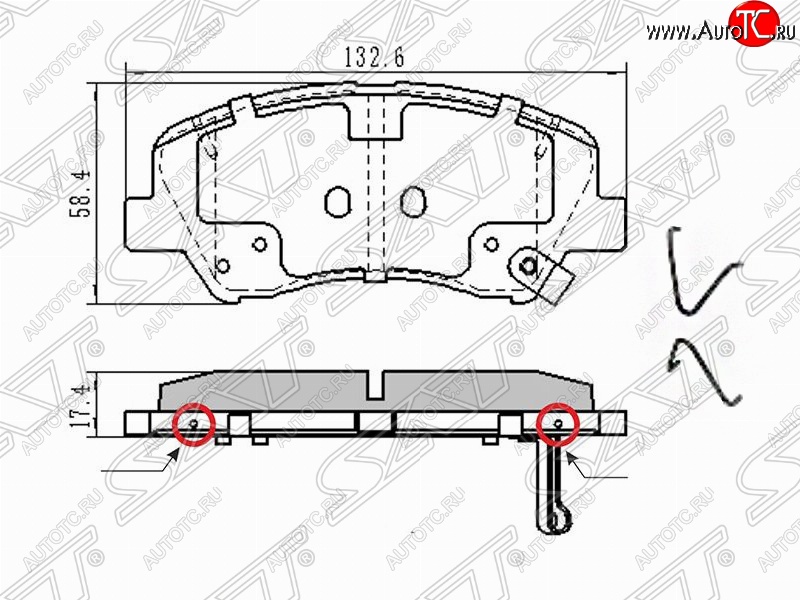 1 379 р. Колодки тормозные передние SAT (в комплекте с прижимными пластинами) Hyundai Creta GS рестайлинг (2019-2021)  с доставкой в г. Нижний Новгород