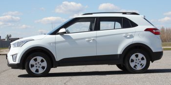 8 199 р. Комплект рейлингов АПС  Hyundai Creta  GS (2015-2021) дорестайлинг, рестайлинг (Серебристые без поперечин )  с доставкой в г. Нижний Новгород. Увеличить фотографию 8