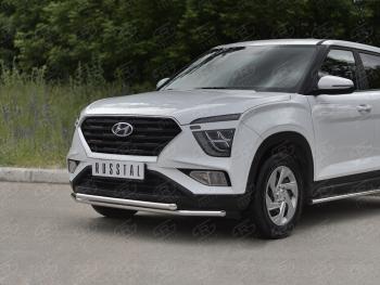 13 999 р. Защита переднего бампера (2 трубы Ø42 мм, нержавейка) Russtal Hyundai Creta SU (2020-2022)  с доставкой в г. Нижний Новгород. Увеличить фотографию 2