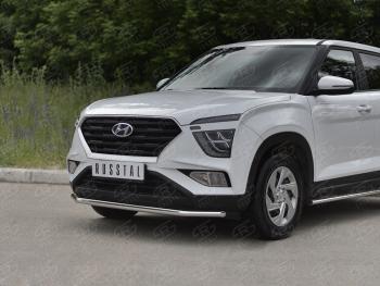 12 499 р. Защита переднего бампера (Ø42 мм, нержавейка) Russtal Hyundai Creta SU (2020-2022)  с доставкой в г. Нижний Новгород. Увеличить фотографию 2