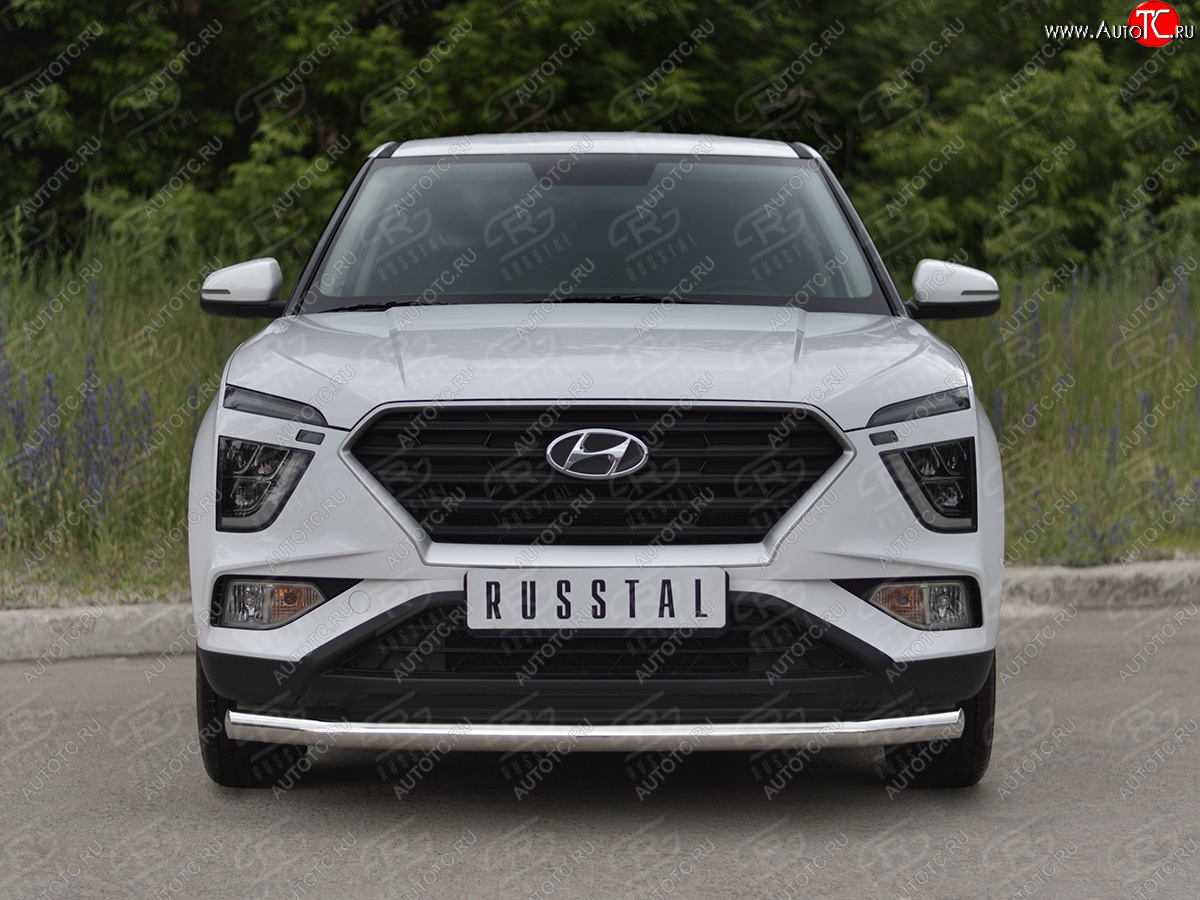 13 549 р. Защита переднего бампера (Ø63 мм, нержавейка) Russtal Hyundai Creta SU (2020-2022)  с доставкой в г. Нижний Новгород