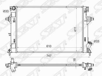Радиатор двигателя SAT Hyundai Elantra AD дорестайлинг (2016-2019)
