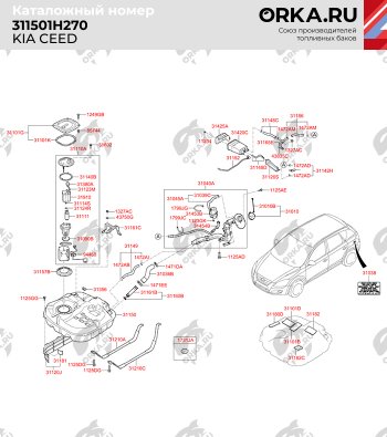 14 649 р. Бак топливный BAKPLAST (53 л., пластиковый)  Hyundai Elantra (HD,  MD,  AD), I30 (FD,  2 GD), KIA Ceed (1 ED,  2 JD)  с доставкой в г. Нижний Новгород. Увеличить фотографию 2