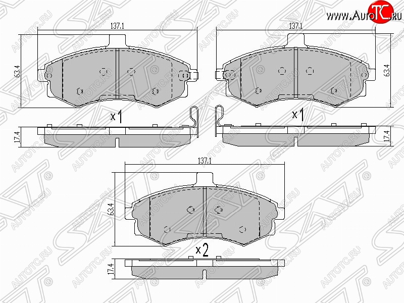 989 р. Колодки тормозные SAT (передние)  Hyundai Elantra  XD (2000-2003) седан дорестайлинг  с доставкой в г. Нижний Новгород