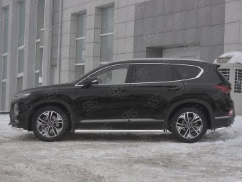 15 799 р. Пороги из трубы d63 SLITKOFF Hyundai Santa Fe TM дорестайлинг (2018-2021) (Вариант 1 (со скосами на торцах))  с доставкой в г. Нижний Новгород. Увеличить фотографию 2