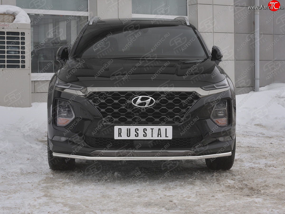 13 499 р. Защита переднего бампера (Ø42 мм, нержавейка) SLITKOFF  Hyundai Santa Fe  TM (2018-2021) дорестайлинг  с доставкой в г. Нижний Новгород