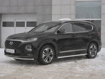 13 499 р. Защита переднего бампера (Ø42 мм, нержавейка) SLITKOFF  Hyundai Santa Fe  TM (2018-2021) дорестайлинг  с доставкой в г. Нижний Новгород. Увеличить фотографию 2