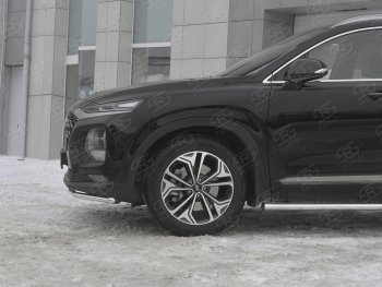 13 499 р. Защита переднего бампера (Ø42 мм, нержавейка) SLITKOFF  Hyundai Santa Fe  TM (2018-2021) дорестайлинг  с доставкой в г. Нижний Новгород. Увеличить фотографию 3