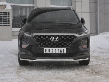 Защита переднего бампера из труб d42 SLITKOFF Hyundai (Хюндаи) Santa Fe (Санта)  TM (2018-2021) TM дорестайлинг