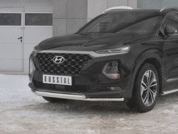 24 599 р. Защита переднего бампера из труб d42 SLITKOFF  Hyundai Santa Fe  TM (2018-2021) дорестайлинг  с доставкой в г. Нижний Новгород. Увеличить фотографию 3