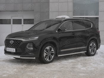 24 599 р. Защита переднего бампера из труб d42 SLITKOFF  Hyundai Santa Fe  TM (2018-2021) дорестайлинг  с доставкой в г. Нижний Новгород. Увеличить фотографию 4