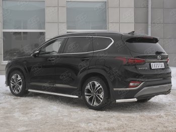 18 449 р. Защита заднего бампера (Ø63 мм уголки, нержавейка) SLITKOFF Hyundai Santa Fe TM дорестайлинг (2018-2021)  с доставкой в г. Нижний Новгород. Увеличить фотографию 2