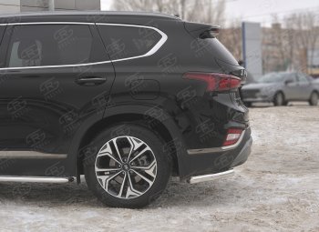 18 449 р. Защита заднего бампера (Ø63 мм уголки, нержавейка) SLITKOFF Hyundai Santa Fe TM дорестайлинг (2018-2021)  с доставкой в г. Нижний Новгород. Увеличить фотографию 3