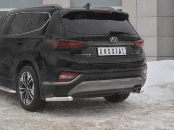 18 449 р. Защита заднего бампера (Ø63 мм уголки, нержавейка) SLITKOFF Hyundai Santa Fe TM дорестайлинг (2018-2021)  с доставкой в г. Нижний Новгород. Увеличить фотографию 4