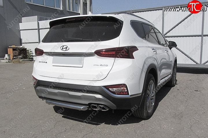 10 699 р. Защита заднего бампера Slitkoff (d57 мм)  Hyundai Santa Fe  TM (2018-2021) дорестайлинг (Нержавейка, Полированная)  с доставкой в г. Нижний Новгород