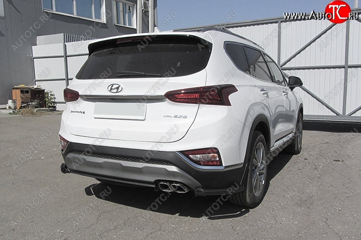 10 999 р. Защита заднего бампера Slitkoff (уголки, d57 мм) Hyundai Santa Fe TM дорестайлинг (2018-2021) (Сталь с полимерным покрытием. Цвет: чёрный)  с доставкой в г. Нижний Новгород