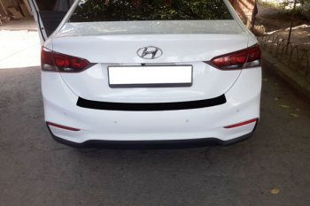 679 р. Защитная накладка заднего бампера Тюн-Авто  Hyundai Solaris  HCR (2017-2020) седан дорестайлинг  с доставкой в г. Нижний Новгород. Увеличить фотографию 1