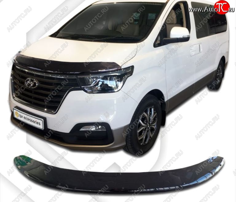 3 069 р. Дефлектор капота CA-Plastik exclusive  Hyundai Starex/Grand Starex/H1  TQ (2017-2022) 2-ой рестайлинг (Classic черный, Без надписи)  с доставкой в г. Нижний Новгород