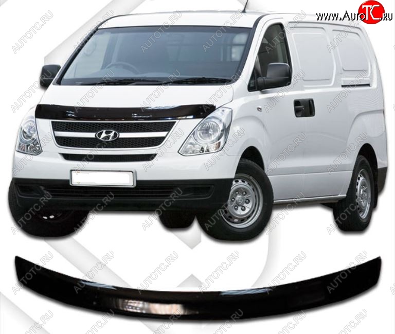 2 199 р. Дефлектор капота CA-Plastiс  Hyundai Starex/Grand Starex/H1  TQ (2014-2018) рестайлинг (Classic черный, Без надписи)  с доставкой в г. Нижний Новгород