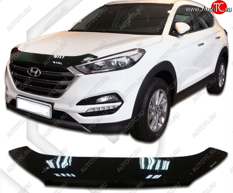 2 199 р. Дефлектор капота CA-Plastic  Hyundai Tucson  TL (2015-2021) дорестайлинг, рестайлинг (Classic черный, Без надписи)  с доставкой в г. Нижний Новгород