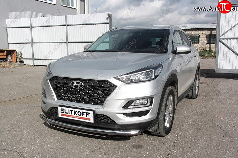 15 999 р. Защита переднего бампера Slitkoff (d57 мм) Hyundai Tucson TL рестайлинг (2018-2021) (Нержавейка, Полированная)  с доставкой в г. Нижний Новгород