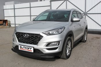 10 649 р. Защита переднего бампера Turbo Slitkoff (двойная, d57/42 мм)  Hyundai Tucson  TL (2018-2021) рестайлинг (Сталь с полимерным покрытием. Цвет: чёрный)  с доставкой в г. Нижний Новгород. Увеличить фотографию 1