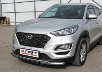 Защита переднего бампера Turbo Slitkoff (двойная, c декор.элементами, d57/42 мм) Hyundai (Хюндаи) Tucson (Туссон)  TL (2018-2021) TL рестайлинг ()