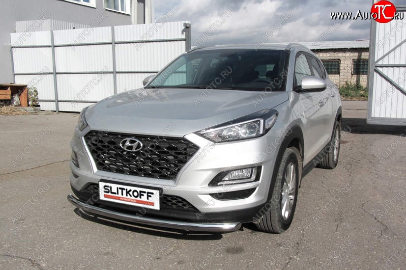 14 449 р. Защита переднего бампера Turbo Slitkoff (d57 мм)  Hyundai Tucson  TL (2018-2021) рестайлинг (Нержавейка, Полированная)  с доставкой в г. Нижний Новгород