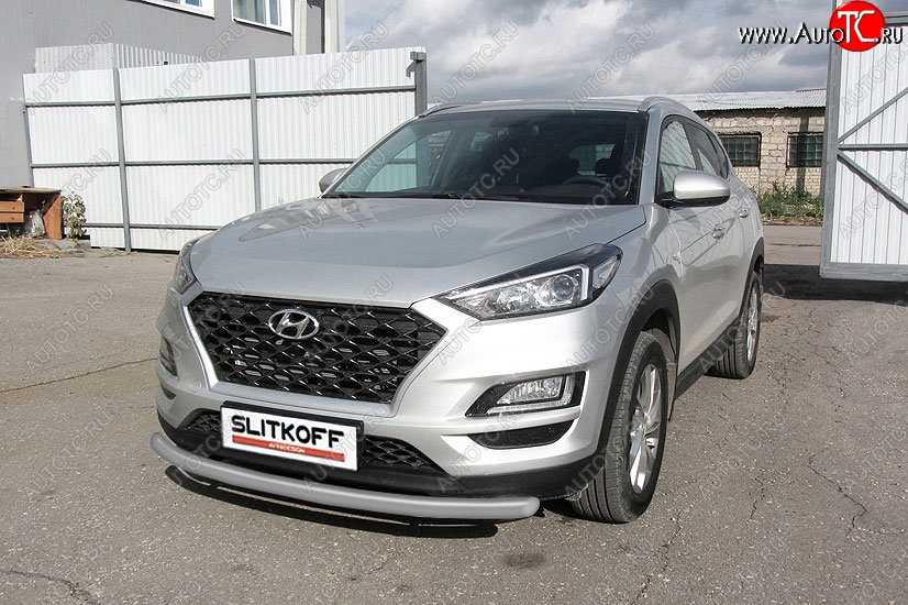 9 999 р. Защита переднего бампера Turbo Slitkoff (d57 мм)  Hyundai Tucson  TL (2018-2021) рестайлинг (Сталь с полимерным покрытием. Цвет: серебристый)  с доставкой в г. Нижний Новгород