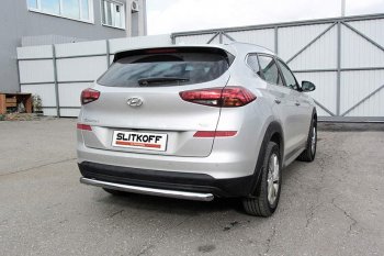 Защита заднего бампера Slitkoff (длинная, d57) Hyundai (Хюндаи) Tucson (Туссон)  TL (2018-2021) TL рестайлинг