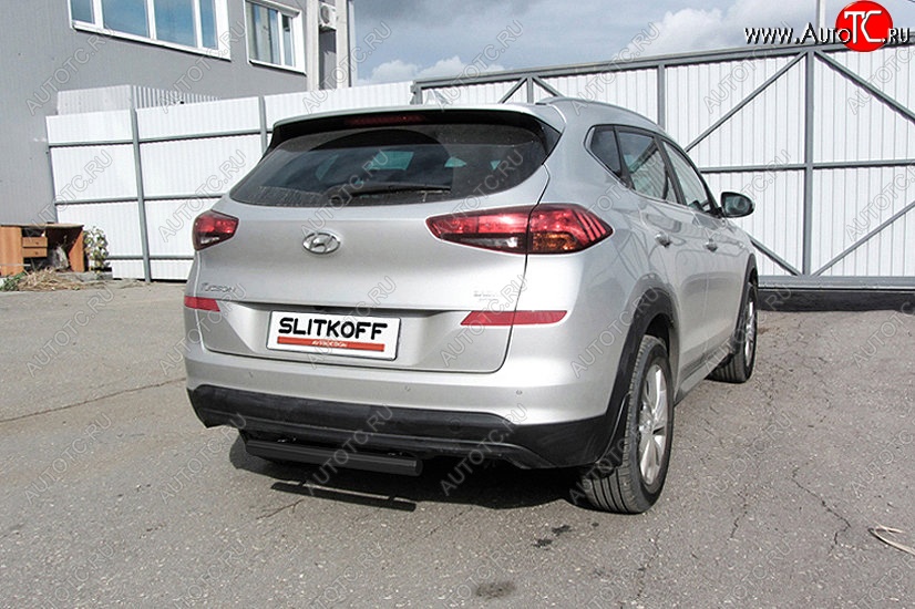 4 899 р. Защита заднего бампера Slitkoff (d57 мм)  Hyundai Tucson  TL (2018-2021) рестайлинг (Сталь с полимерным покрытием. Цвет: чёрный )  с доставкой в г. Нижний Новгород