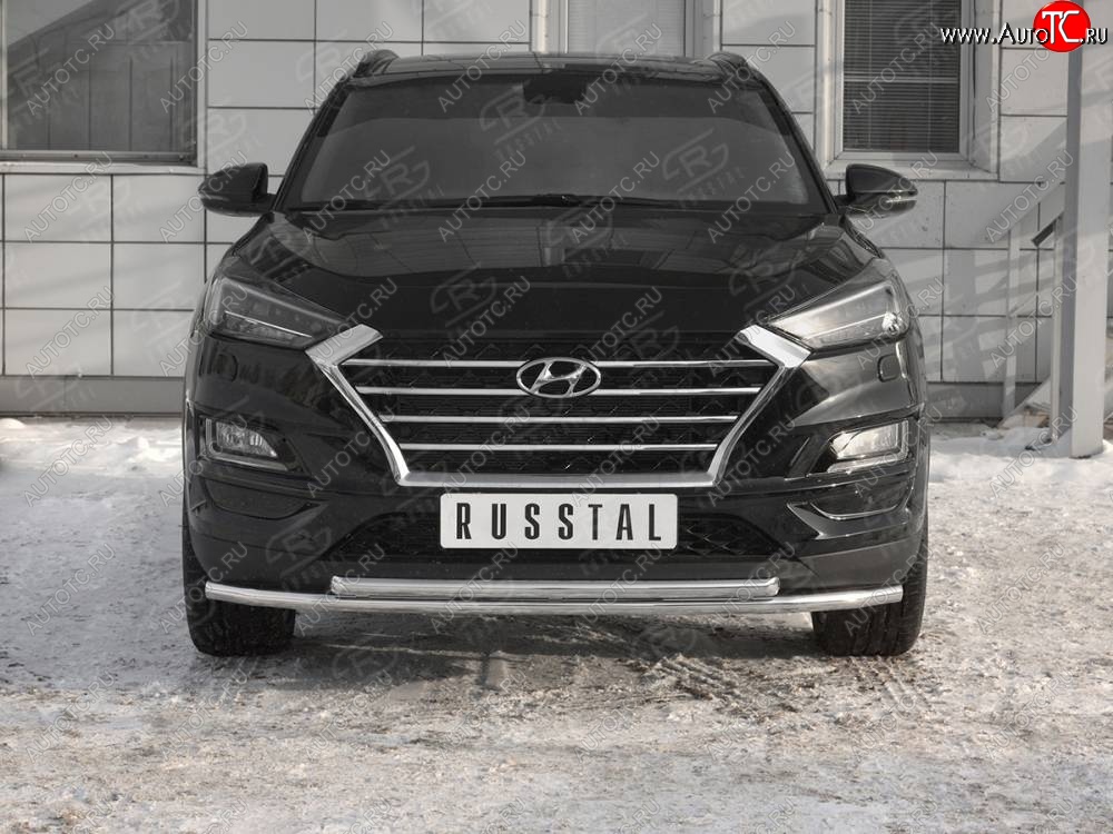 14 599 р. Защита переднего бампера (2 трубы Ø42 мм, нержавейка) Russtal Hyundai Tucson TL рестайлинг (2018-2021)  с доставкой в г. Нижний Новгород