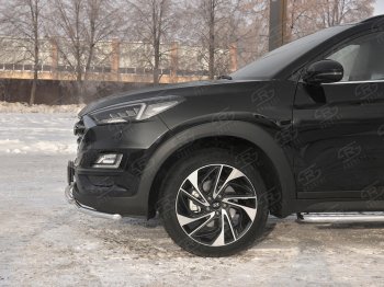 14 599 р. Защита переднего бампера (2 трубы Ø42 мм, нержавейка) Russtal Hyundai Tucson TL рестайлинг (2018-2021)  с доставкой в г. Нижний Новгород. Увеличить фотографию 4