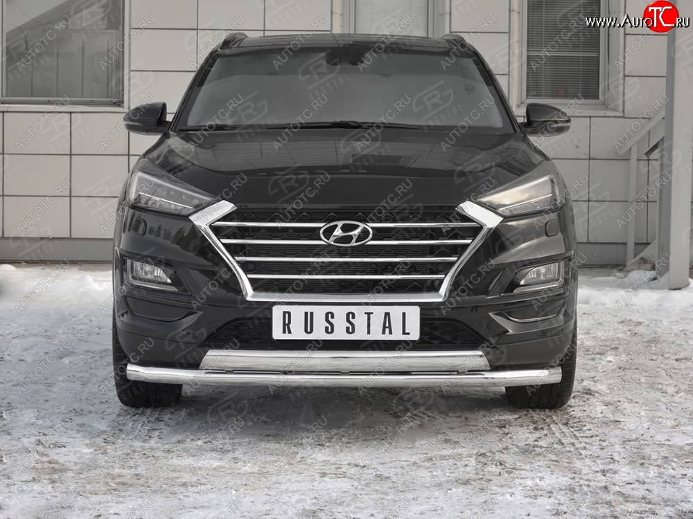 22 949 р. Защита переднего бампера (2 трубы Ø63 и 75х42 мм, нержавейка) Russtal Hyundai Tucson TL рестайлинг (2018-2021)  с доставкой в г. Нижний Новгород