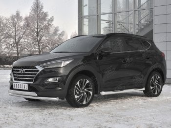 22 949 р. Защита переднего бампера (2 трубы Ø63 и 75х42 мм, нержавейка) Russtal Hyundai Tucson TL рестайлинг (2018-2021)  с доставкой в г. Нижний Новгород. Увеличить фотографию 2