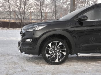 22 949 р. Защита переднего бампера (2 трубы Ø63 и 75х42 мм, нержавейка) Russtal Hyundai Tucson TL рестайлинг (2018-2021)  с доставкой в г. Нижний Новгород. Увеличить фотографию 3