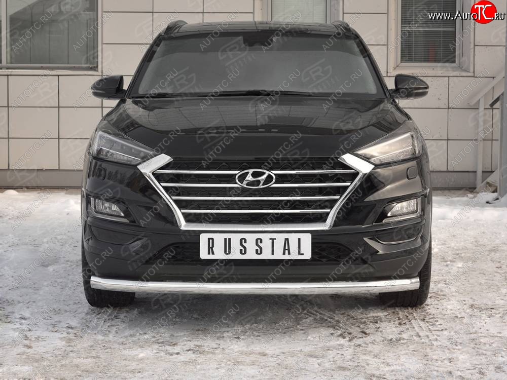 12 999 р. Защита переднего бампера (Ø 63 мм, нержавейка) Russtal Hyundai Tucson TL рестайлинг (2018-2021)  с доставкой в г. Нижний Новгород