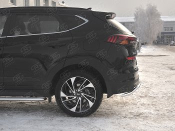 12 999 р. Защита заднего бампера (Ø42 мм волна, нержавейка) SLITKOFF Hyundai Tucson TL рестайлинг (2018-2021)  с доставкой в г. Нижний Новгород. Увеличить фотографию 2