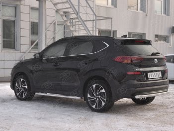 12 999 р. Защита заднего бампера (Ø63 мм, нержавейка) SLITKOFF  Hyundai Tucson  TL (2018-2021) рестайлинг  с доставкой в г. Нижний Новгород. Увеличить фотографию 2