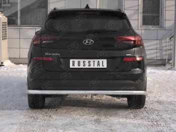 15 349 р. Защита заднего бампера (Ø63 мм, нержавейка) RUSSTAL  Hyundai Tucson  TL (2018-2021) рестайлинг  с доставкой в г. Нижний Новгород. Увеличить фотографию 1