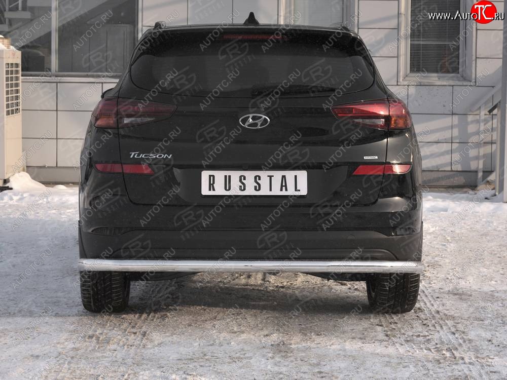 15 349 р. Защита заднего бампера (Ø63 мм, нержавейка) RUSSTAL  Hyundai Tucson  TL (2018-2021) рестайлинг  с доставкой в г. Нижний Новгород